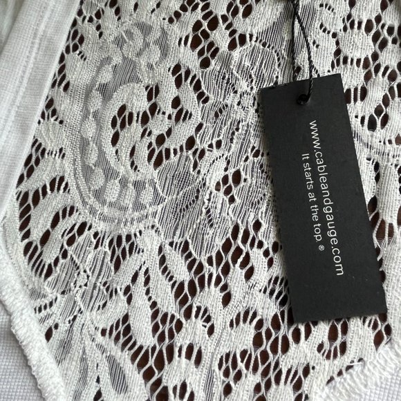 Women's White Knit Cable & Gauge Jacket/Sweater/Coverup Cable&Gauge Size M - Picture 2 of 5